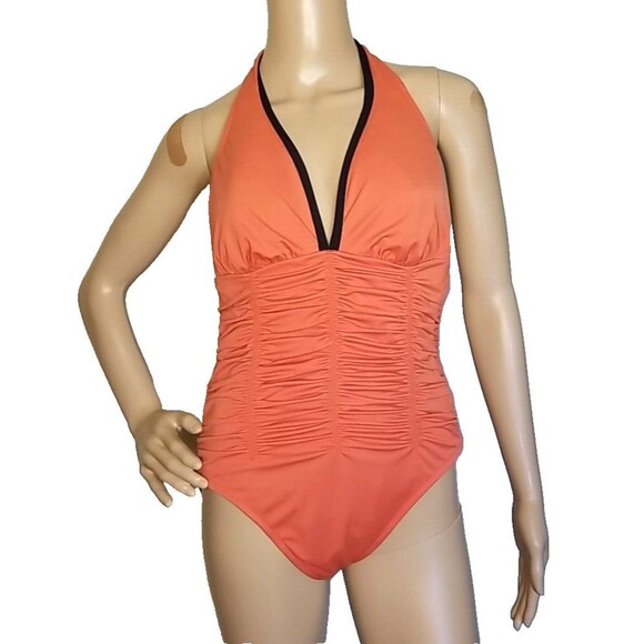 Miraclesuit MagicSuit V Neck Swimsuit Rouched Slimming Womens 14 Large    T25 - Picture 1 of 8